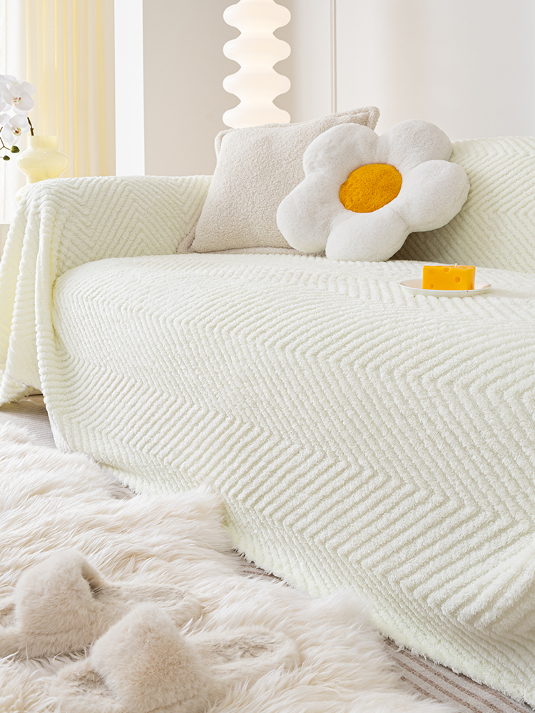 奶油風防水沙發巾科技布全蓋沙發毯簡約防貓抓沙發墊 (6.8折)