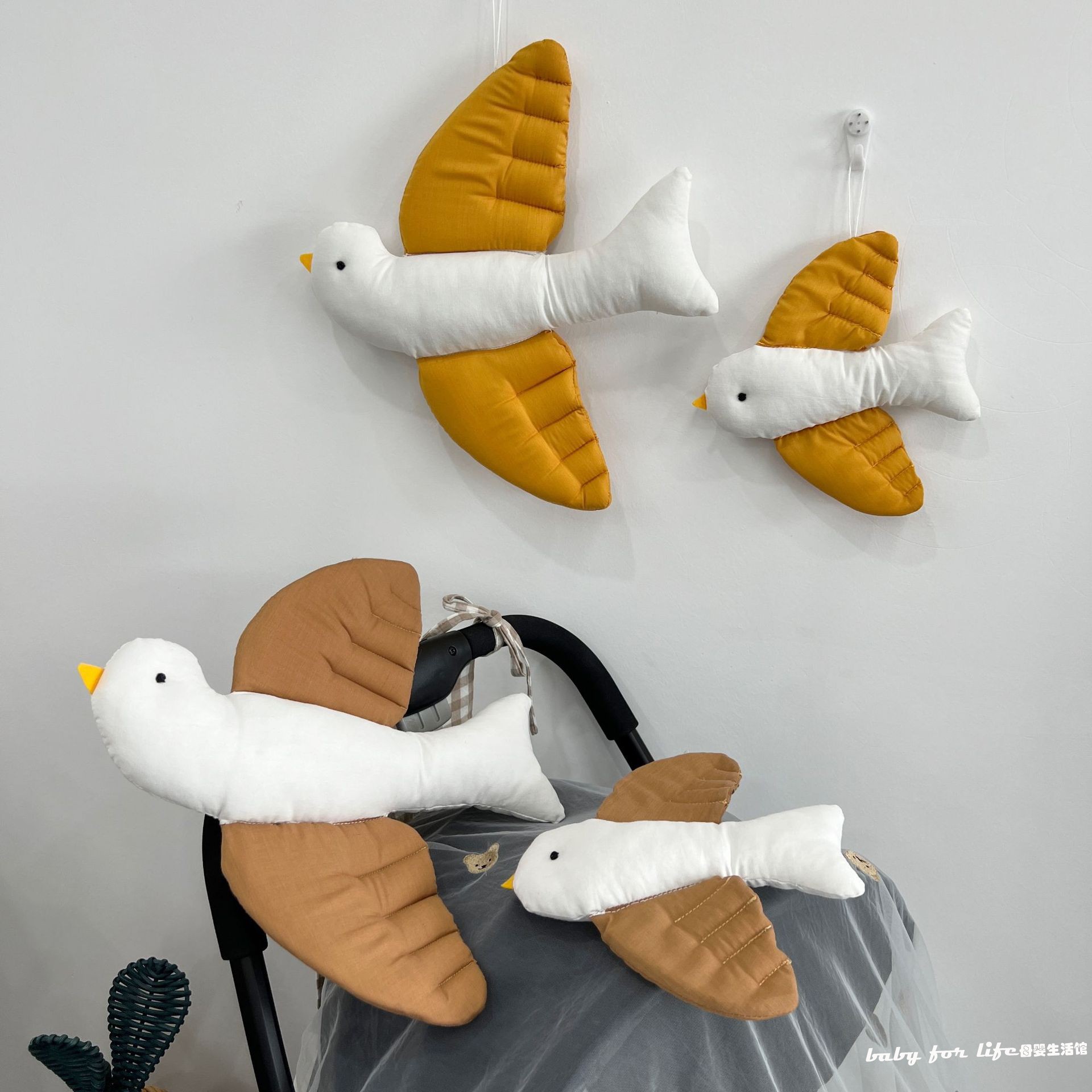 北歐風格布藝鴿子玩偶掛飾 幼兒園房間裝飾