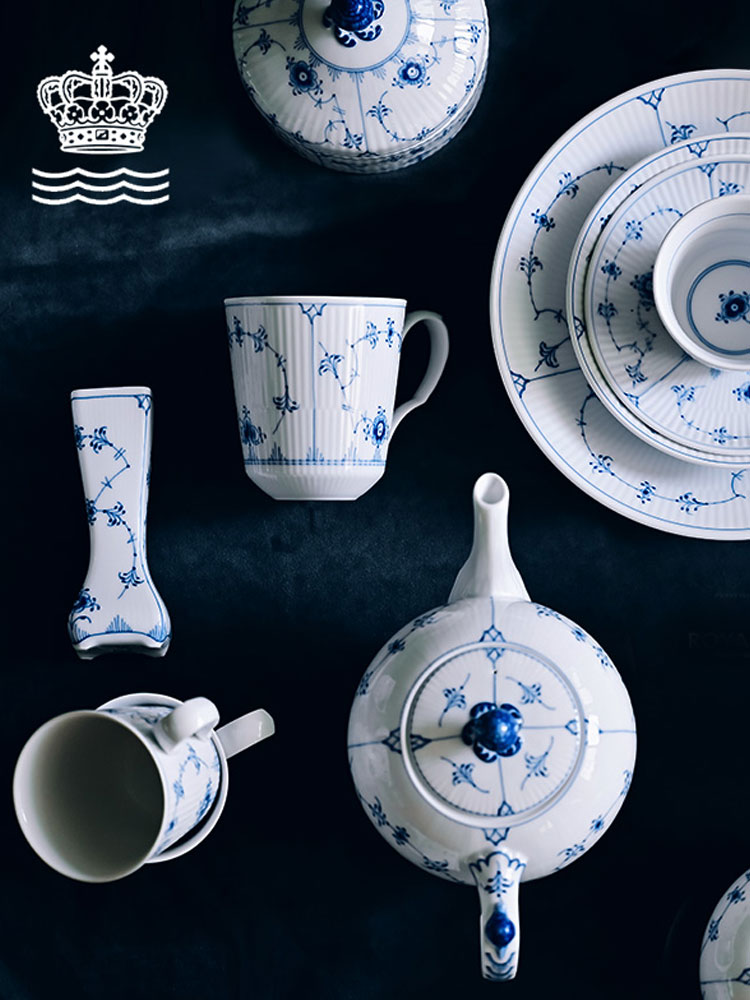 丹麥皇家哥本哈根平邊唐草咖啡杯碟 下午茶杯茶壺 歐式瓷器杯碟組