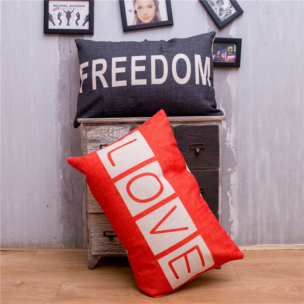 LOVE與FREEDOM靠墊套抱枕套混紡材質40X60cm 50X70cm (8.3折)