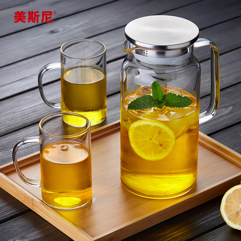 中式玻璃冷水壺套裝 耐高溫涼水壺水杯透明水壺大容量