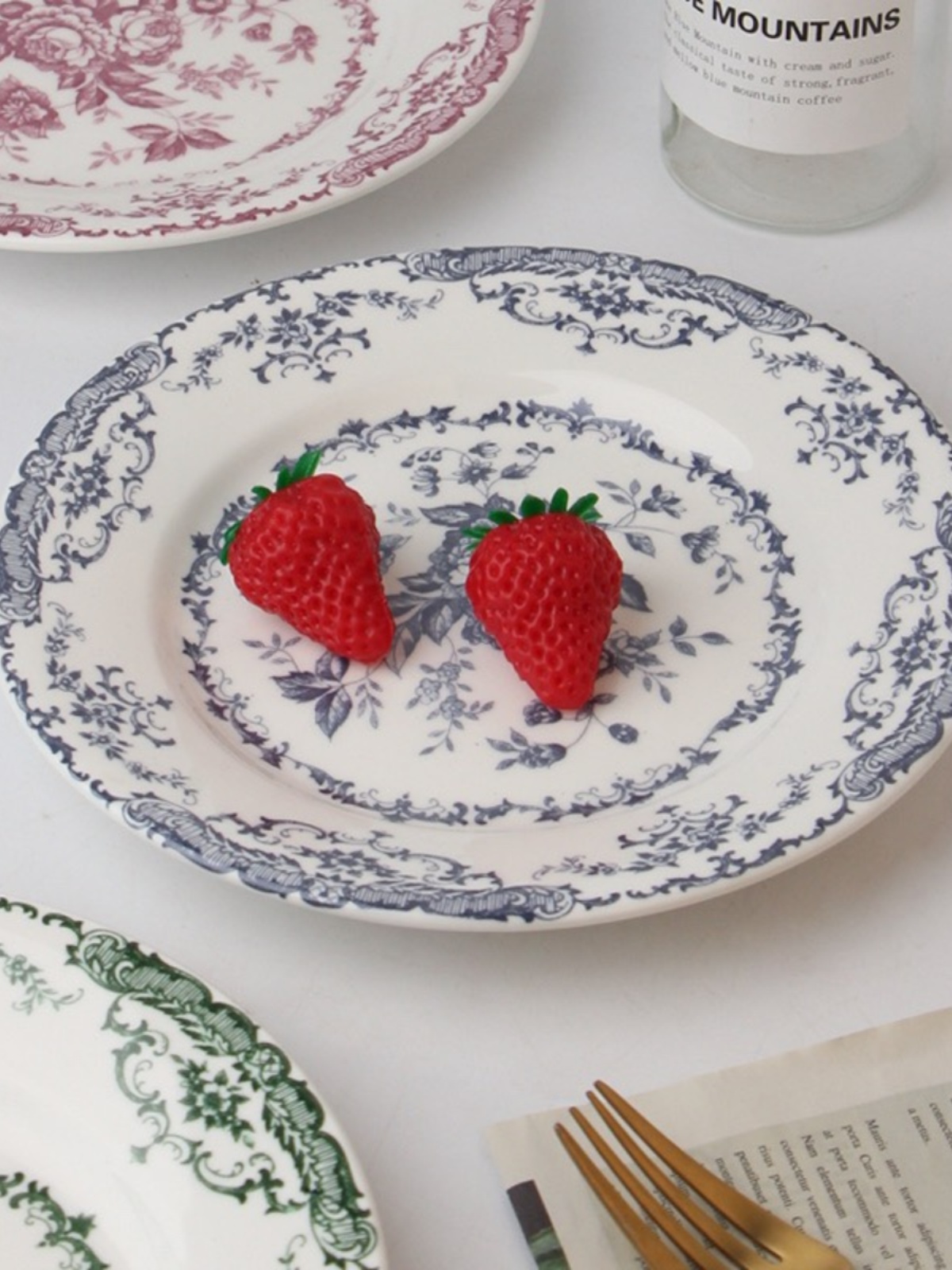 法式中古風陶瓷餐盤玫瑰花園甜品碟下午茶復古盤子 (8.3折)