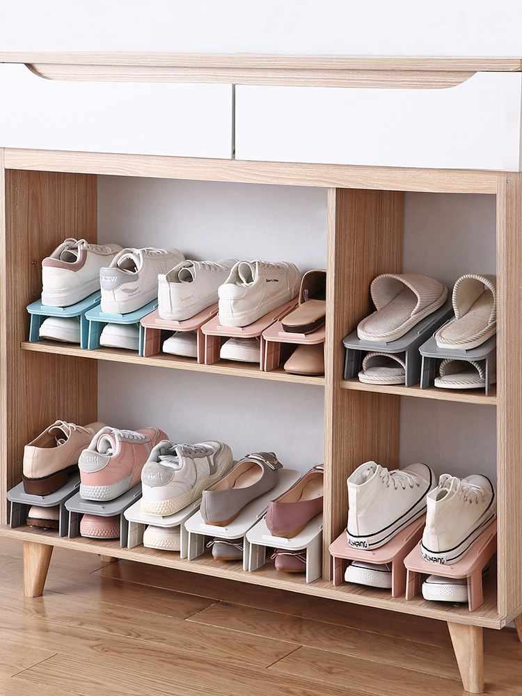 現代客廳鞋櫃 整理雙層一體式鞋託 節省空間 (8.4折)