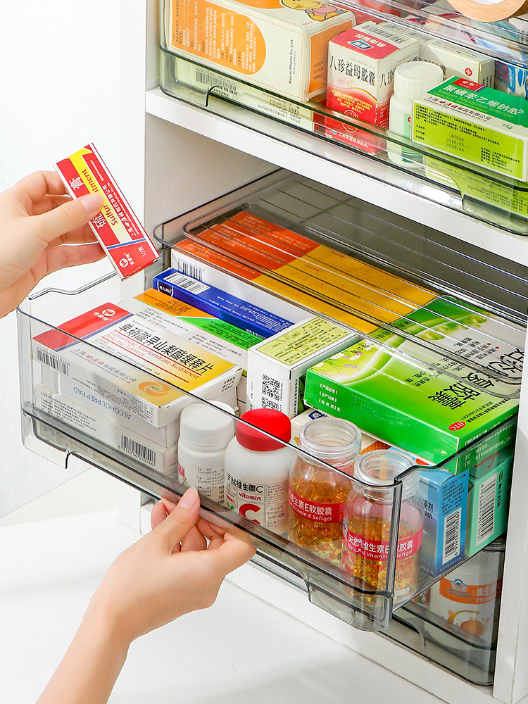 透明抽屜藥箱 家用醫藥箱 大容量藥物收納盒 分類藥品收納櫃