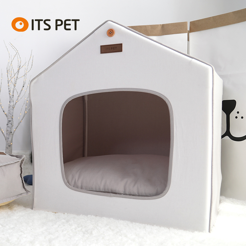 溫暖舒適寵小屋防水狗屋可拆洗室內封閉式保暖貓窩帳篷有機棉材質風格簡約適用於多種寵物