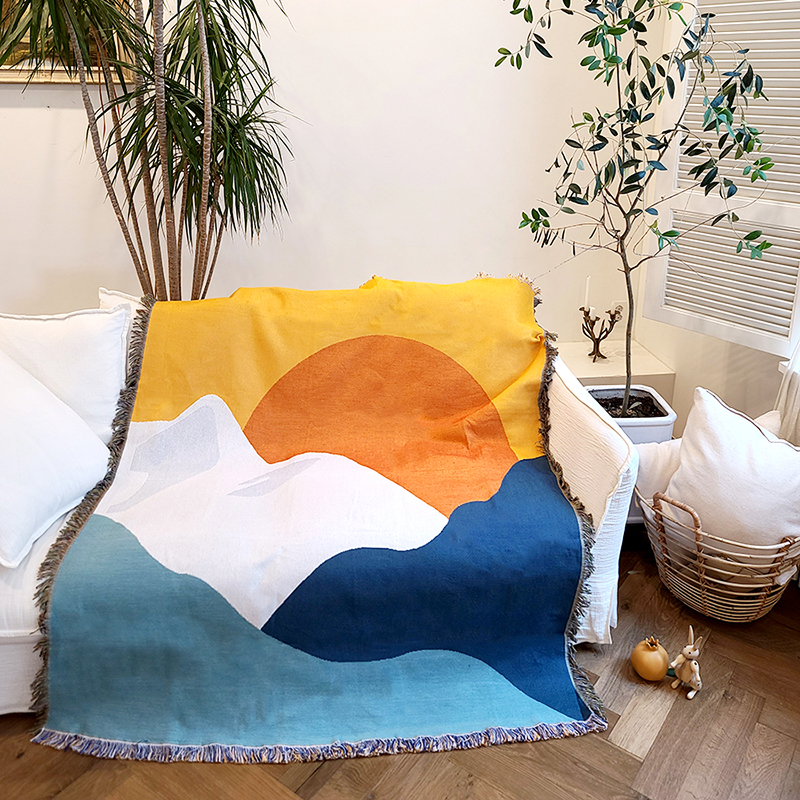 北歐簡約風格絨毯 沙發巾牆面掛毯 客廳房間裝飾單人床蓋毯