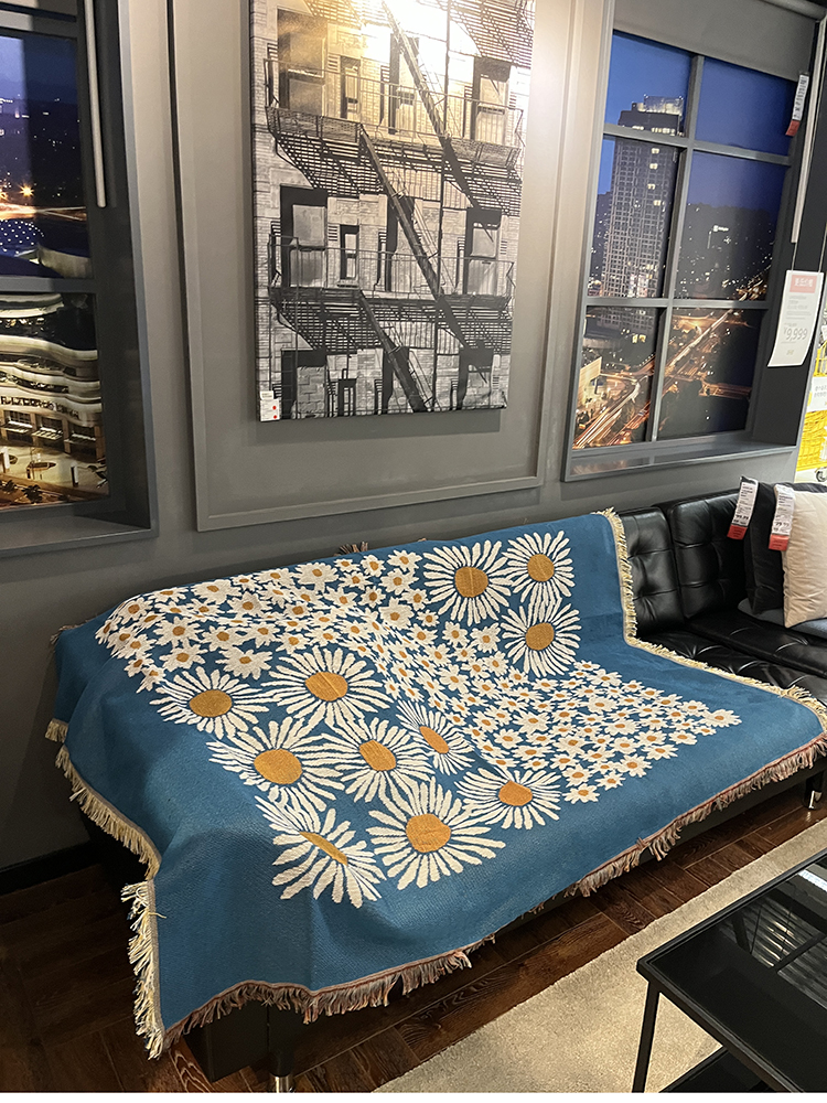 簡約現代植物花卉絨毯 露營車後備箱桌布沙發毯 (8.3折)
