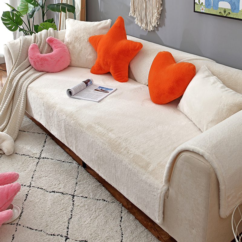 毛絨冬季沙發墊 保暖防滑現代風格簡約高檔兔毛沙發套罩蓋墊布