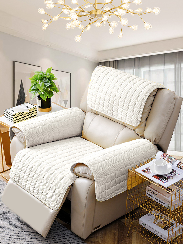 防滑燈芯絨冬毛絨坐墊簡約現代風格適用於芝華仕真皮沙發