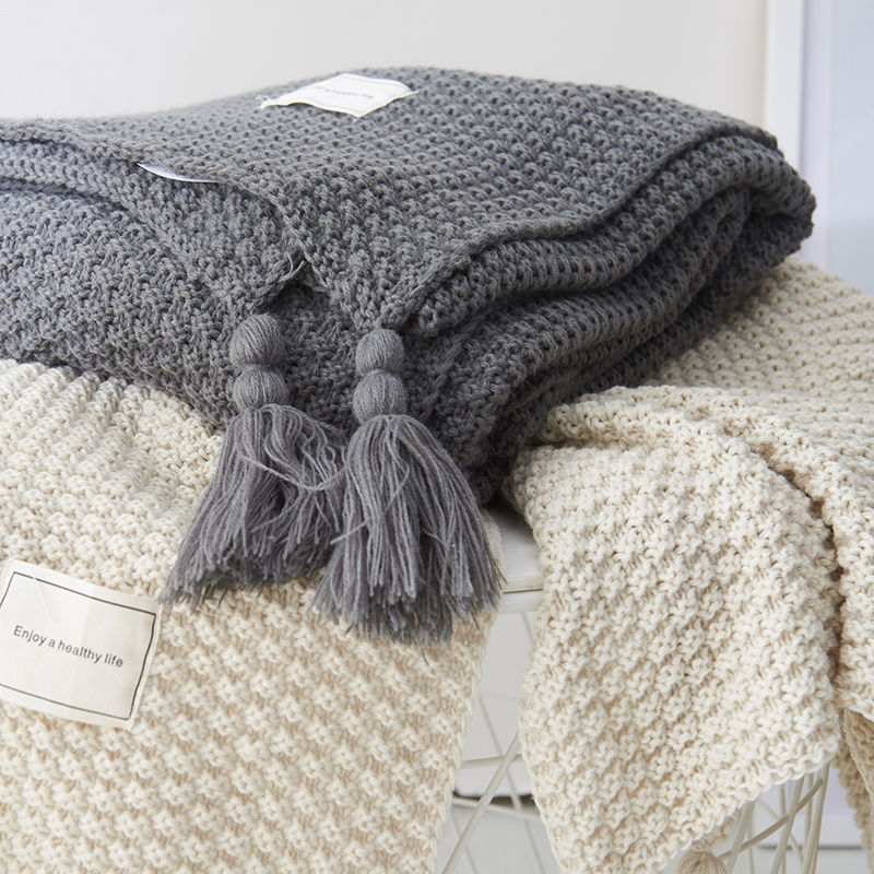北歐風針織小毛毯 簡約現代風格 辦公室午睡沙發毯