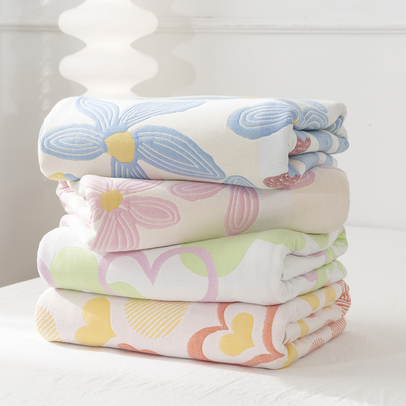 簡約現代棉100六層紗布毛巾被 四季通用保暖發熱毛巾毯