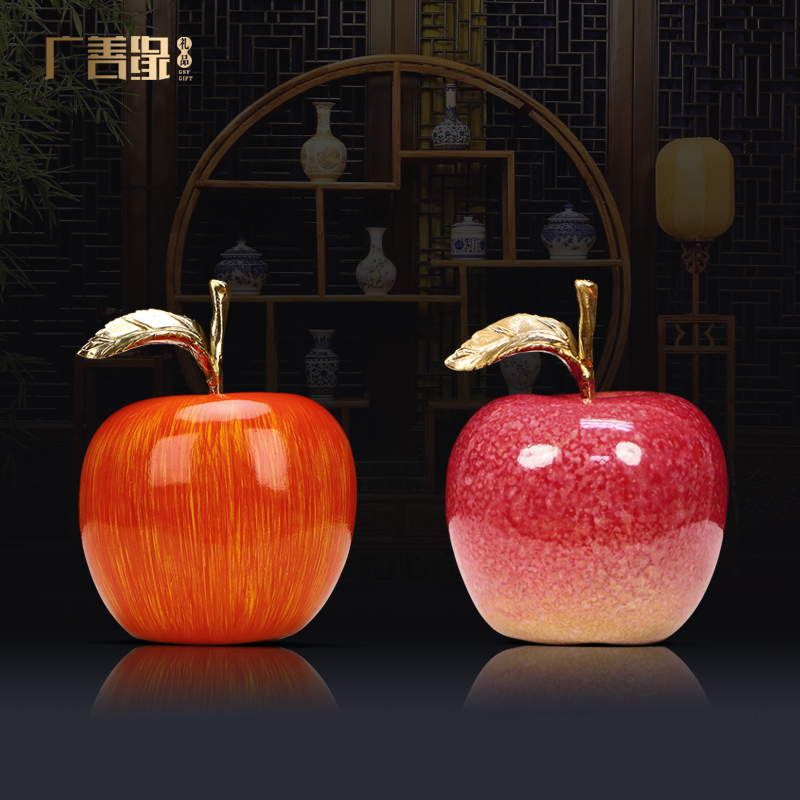 新中式銅蘋果擺件 點綴書房客廳 增添平安祥和氣息