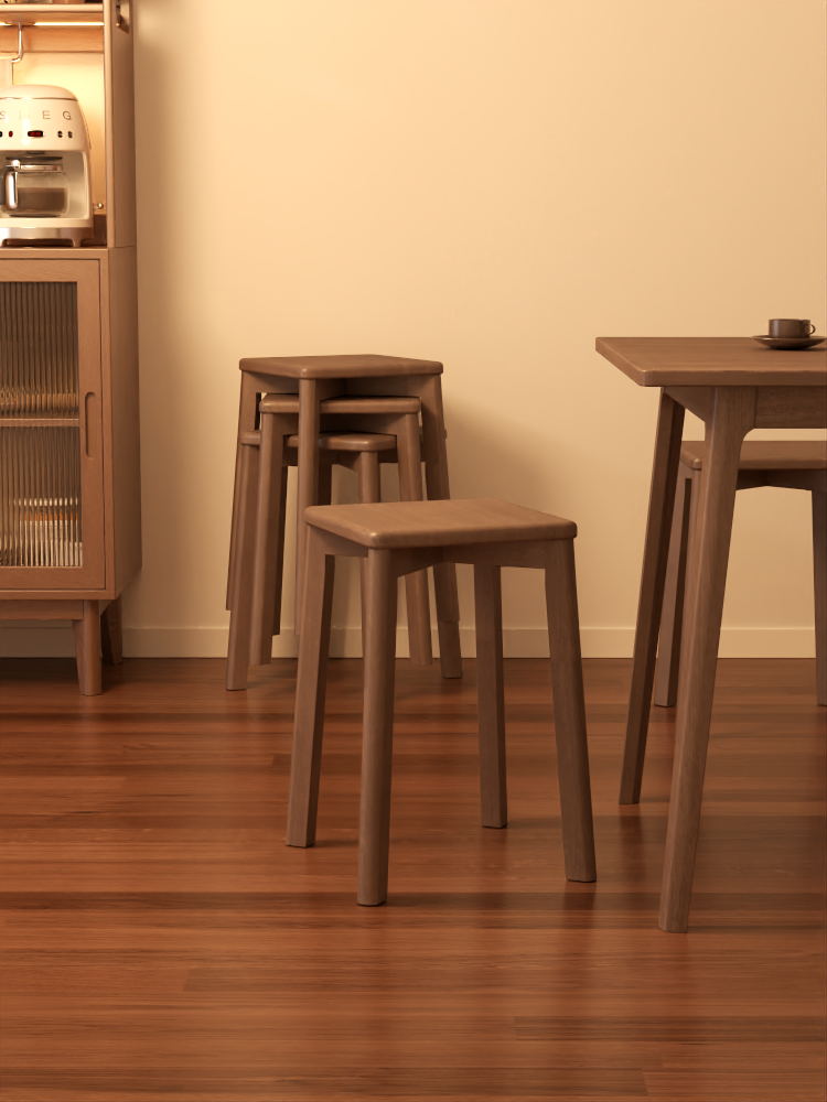 簡約現代實木矮凳可摺疊收納適用於客廳餐桌玄關等空間 (8.3折)