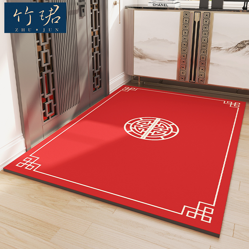 中式紅色喜慶地毯進門門墊居家地墊家用腳踏墊室內玄關墊子