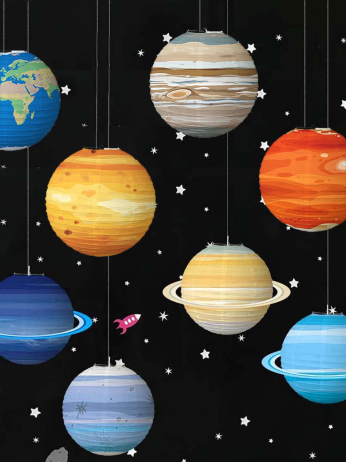 幼兒園教室走廊頂棚吊飾太空星球主題佈置八大行星太陽系燈籠掛飾 (8.3折)