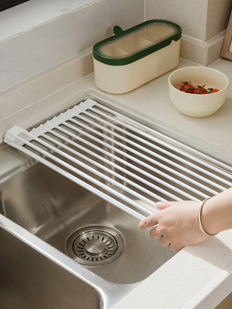 廚房水槽置物架 硅膠瀝水架 可摺疊碗盤收納置物架