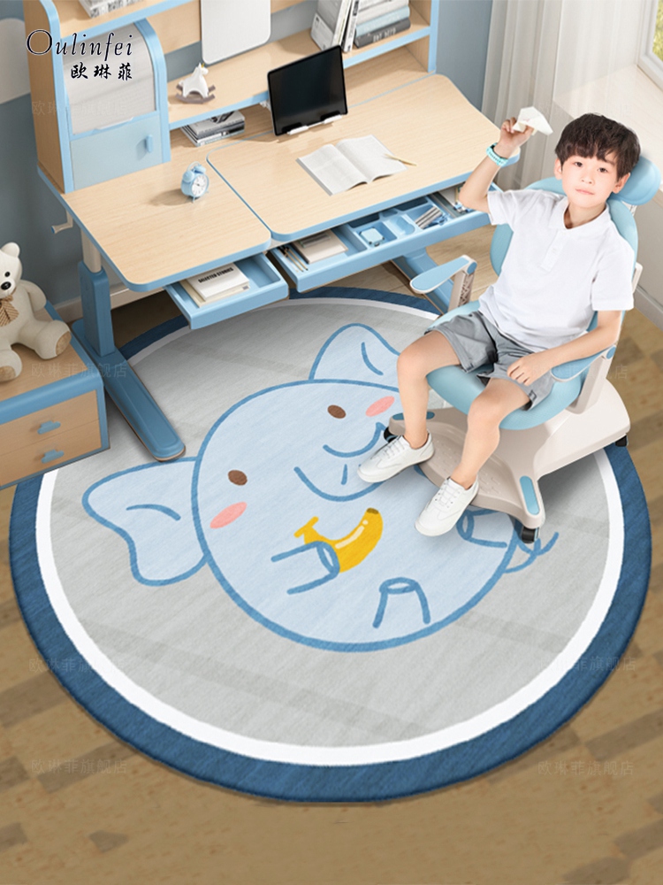 歐琳菲圓形卡通地墊兒童房書房家用防滑墊子電腦轉椅下地毯 (0.5折)