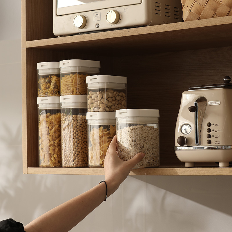 現代簡約小清新風格密封罐 塑膠材質100個裝 家用廚房五穀雜糧乾果收納盒