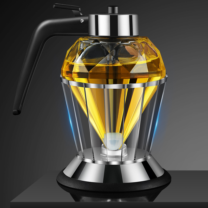 鑽石玻璃油壺 精美按壓式鑽石油壺 看得見的色彩透明儲油幫手 (8.3折)