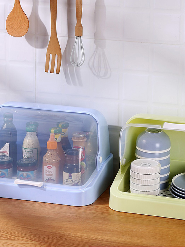 廚房收納盒碗盤瀝水架 置物架 防塵置物架 帶蓋家用放碗櫃