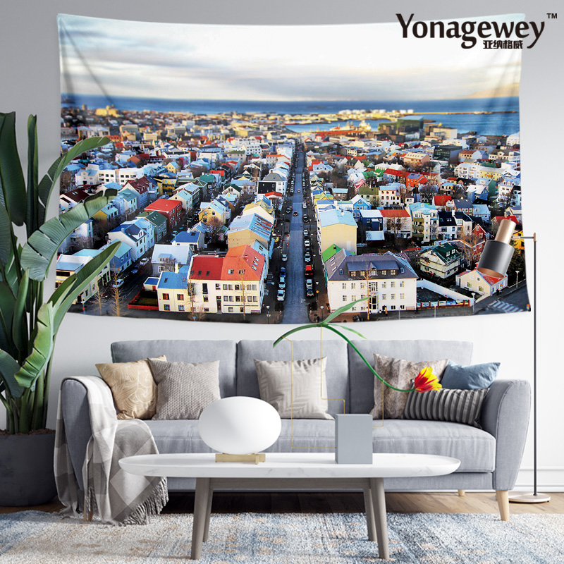 北歐風冰島海景客廳主臥室床頭沙發牆壁掛毯背景布裝飾掛畫 (5.6折)