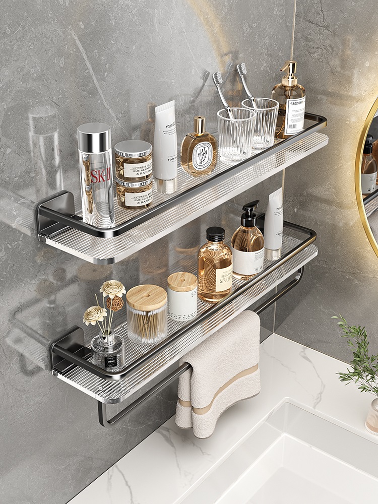 北歐風格置物架 浴室壁掛式免打孔 化妝品洗漱臺收納架