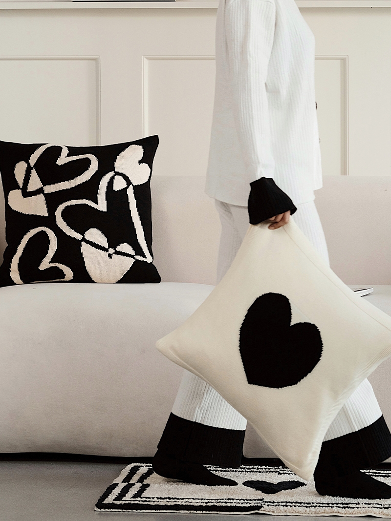 簡約現代風格棉製黑白北歐風客廳沙發靠墊含芯