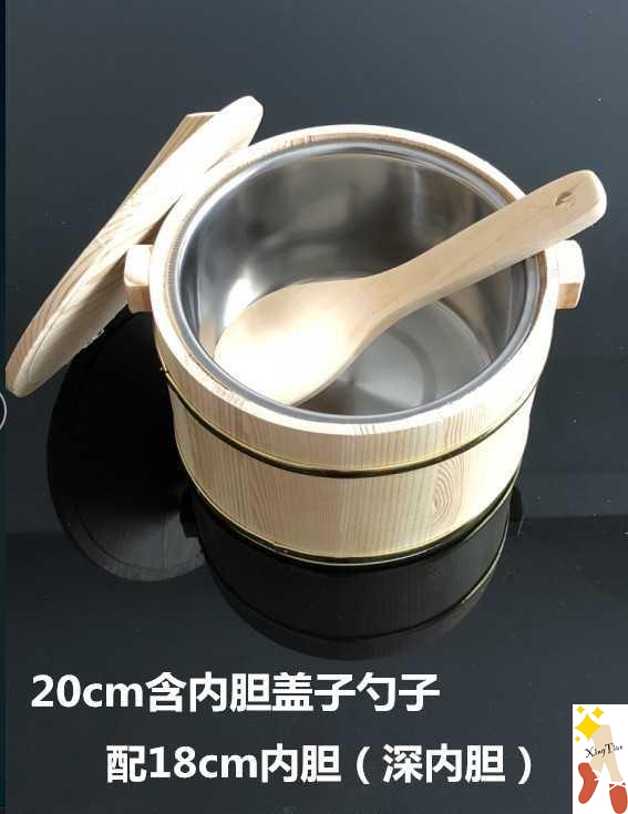 日系風木桶便當盒 送蓋子與勺子 木質保溫飯盒 (5.6折)