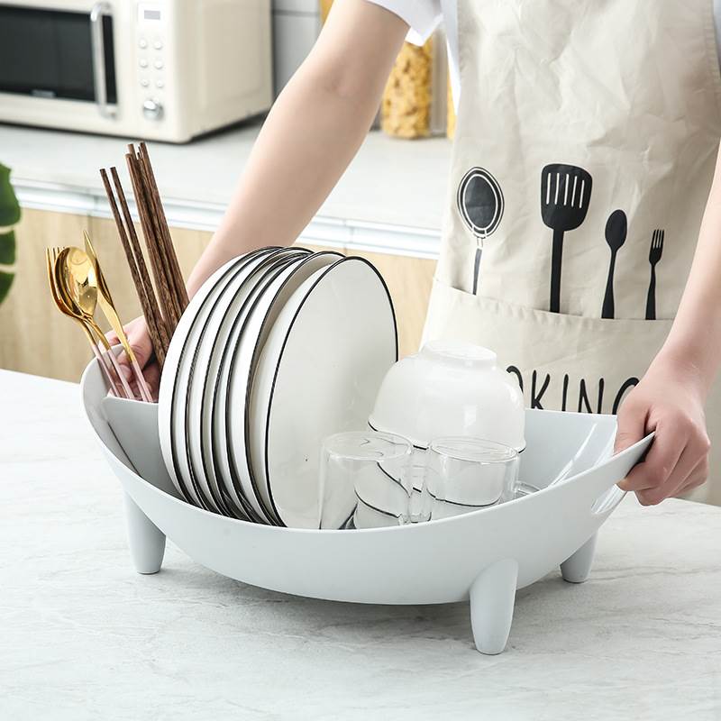 廚房瀝水架置碗架 盤子瀝水架 簡約控水碗碟收納架 白色灰色