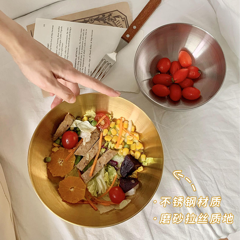 金屬不鏽鋼冷麪碗韓式拌飯碗ins工業風家用水果沙拉大號碗餐具