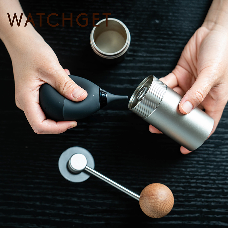 時尚黑色鋼製咖啡豆磨豆機手搖式設計輕鬆研磨咖啡豆