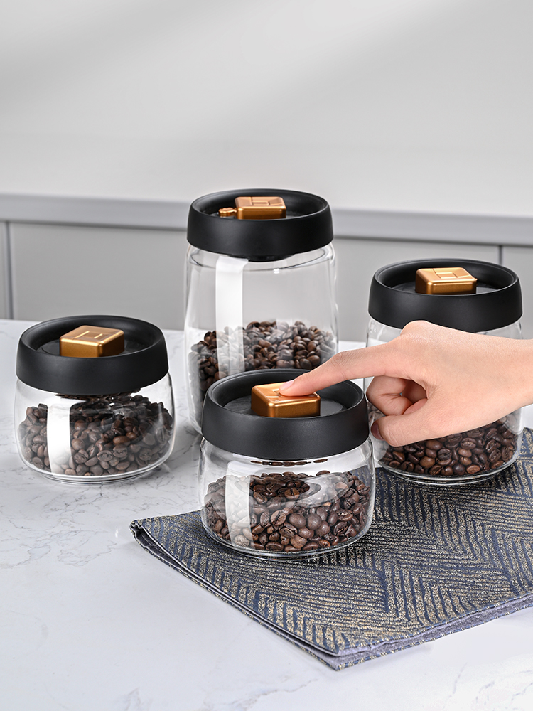 美式風格玻璃密封罐防黴保鮮茶葉咖啡豆收納罐2個裝