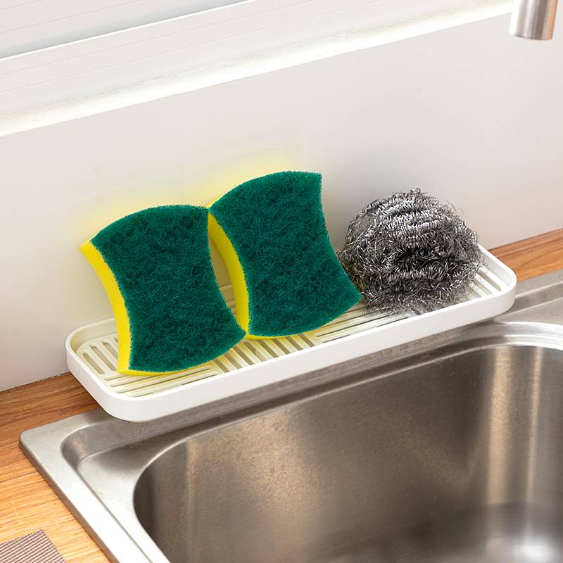 廚房水槽邊意式收納架 洗碗布海綿窄抹布小號鋼絲球託盤 (4.6折)