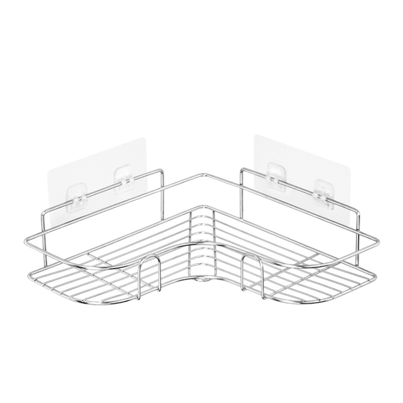 歐式風免打孔三角架不鏽鋼材質浴室廚房壁掛置物架1層款 (4.5折)