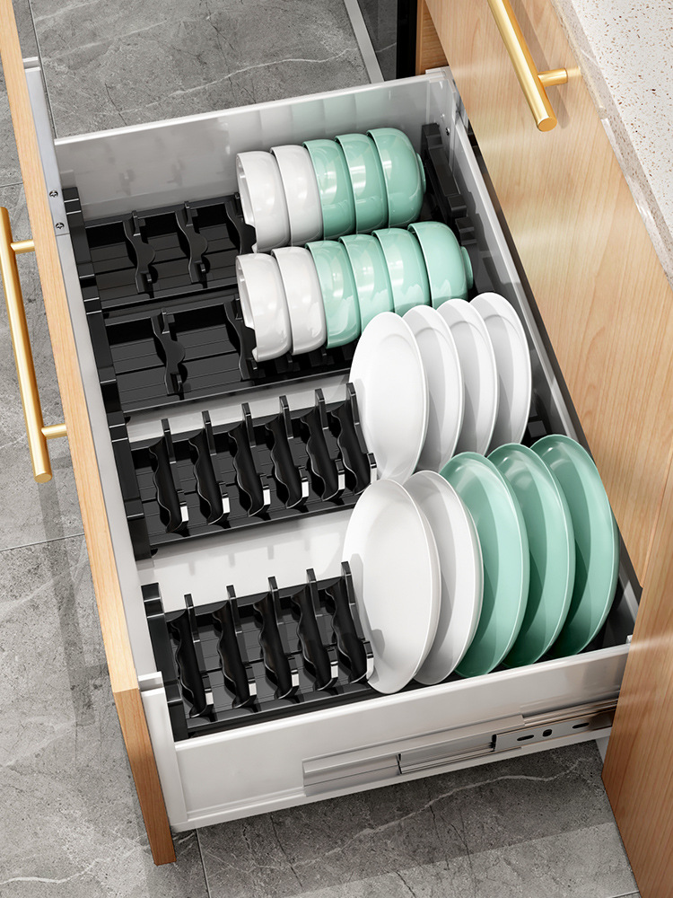 鋁合金碗碟架器廚房櫥櫃分隔抽屜收納盤子