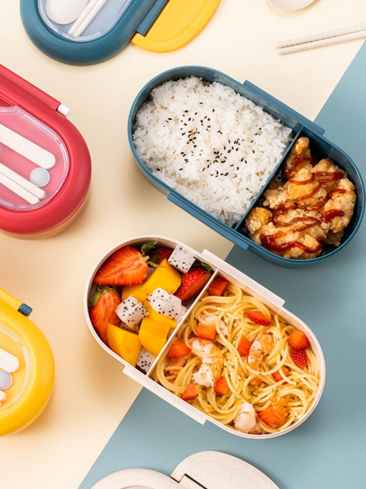 日式風格分格便當盒微波加熱上班族分格輕便帶餐具