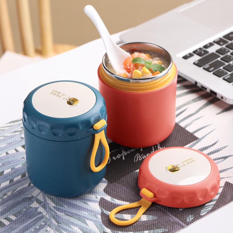 日式風格 馬卡龍色保溫便當盒附叉勺湯罐上班族學生早餐網紅餐盒 (6.2折)