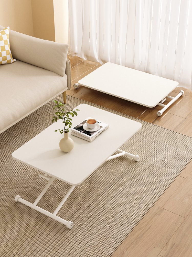 簡約現代風格 可升降摺疊茶几 餐桌兩用 家用小戶型 免安裝 多功能