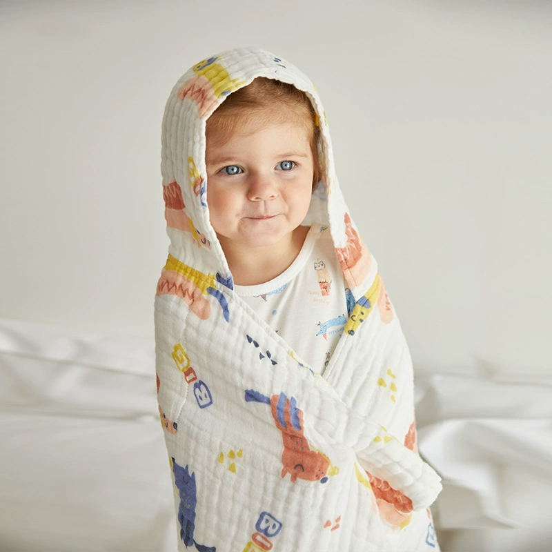 透氣純棉寶寶6層紗布浴巾蓋毯柔軟舒適四季可用
