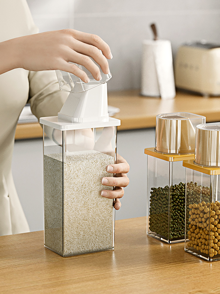 日式風格防黴塑料密封罐 廚房米桶家用五穀雜糧儲存容器防蟲防潮