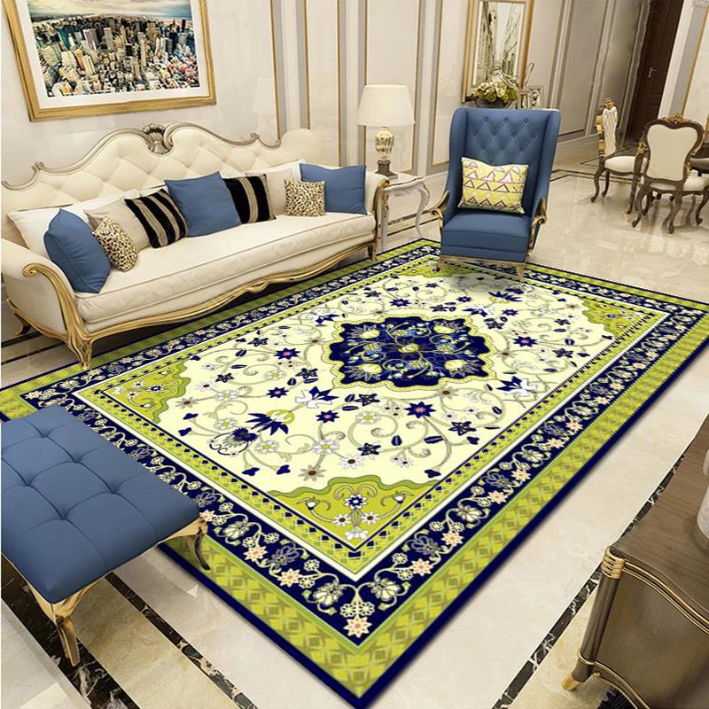 歐式印花地毯 客廳臥室茶几墊 大面積加厚水晶絨防滑地墊