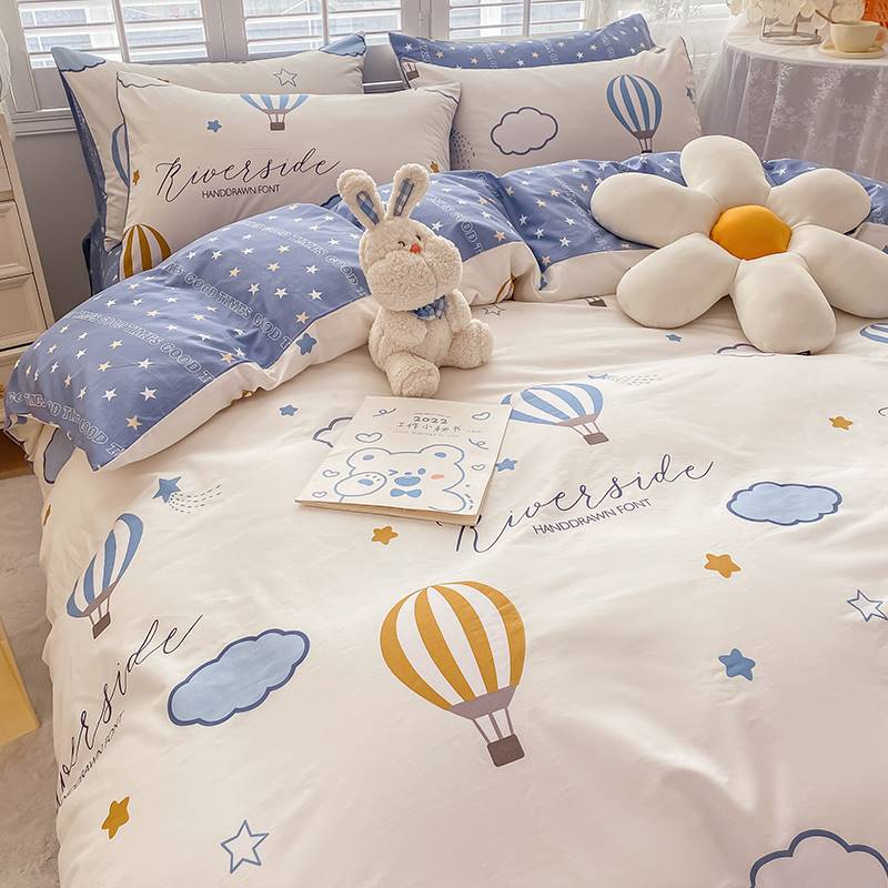 ins風 純棉 卡通兒童床品四件套三件套 床單被單宿舍床笠被罩 (8.3折)