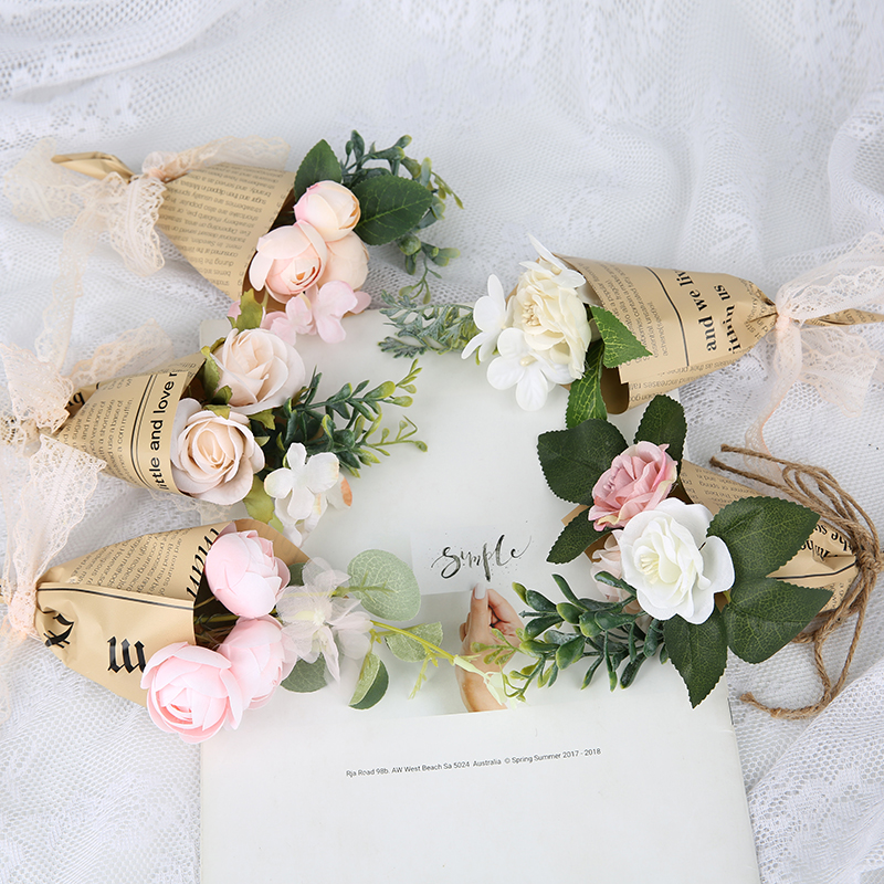 精緻迷你英文紙玫瑰小花束假花裝飾告白禮物浪漫滿屋