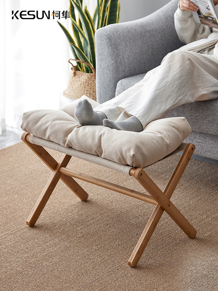 日式風格多功能腳凳可拆洗軟包舒適放鬆辦公室午睡神器