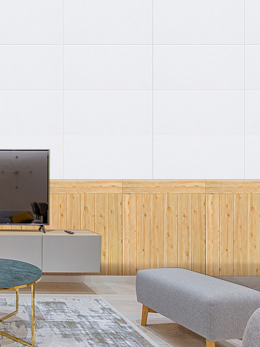木紋牆紙自粘3d立體牆貼畫客廳背景牆面裝飾貼紙防水防潮軟包泡沫壁紙 簡約現代風格