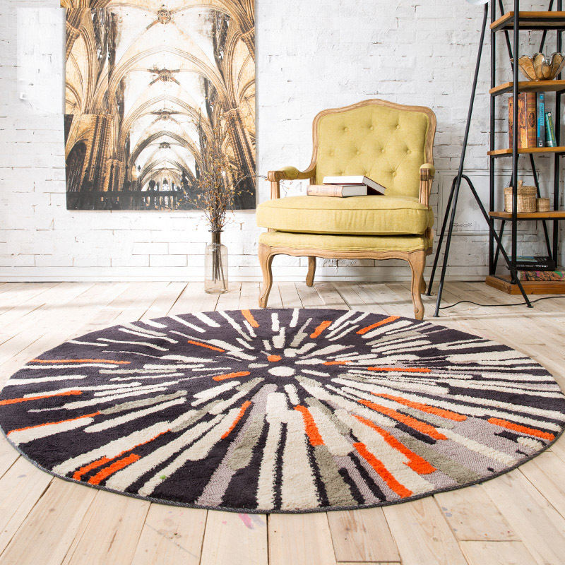 客廳臥室北歐圓形可水洗抽象地毯簡約風格十分百搭
