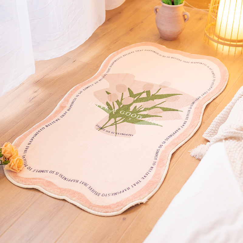 小清新風格臥室 兒童房床邊毯 吸水防滑耐髒 易打理地毯 仿羊絨地毯
