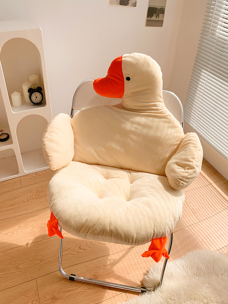 絨毛大白鵝造型椅墊 舒心舒適 久坐靠背 宿舍辦公室必備 (8.3折)
