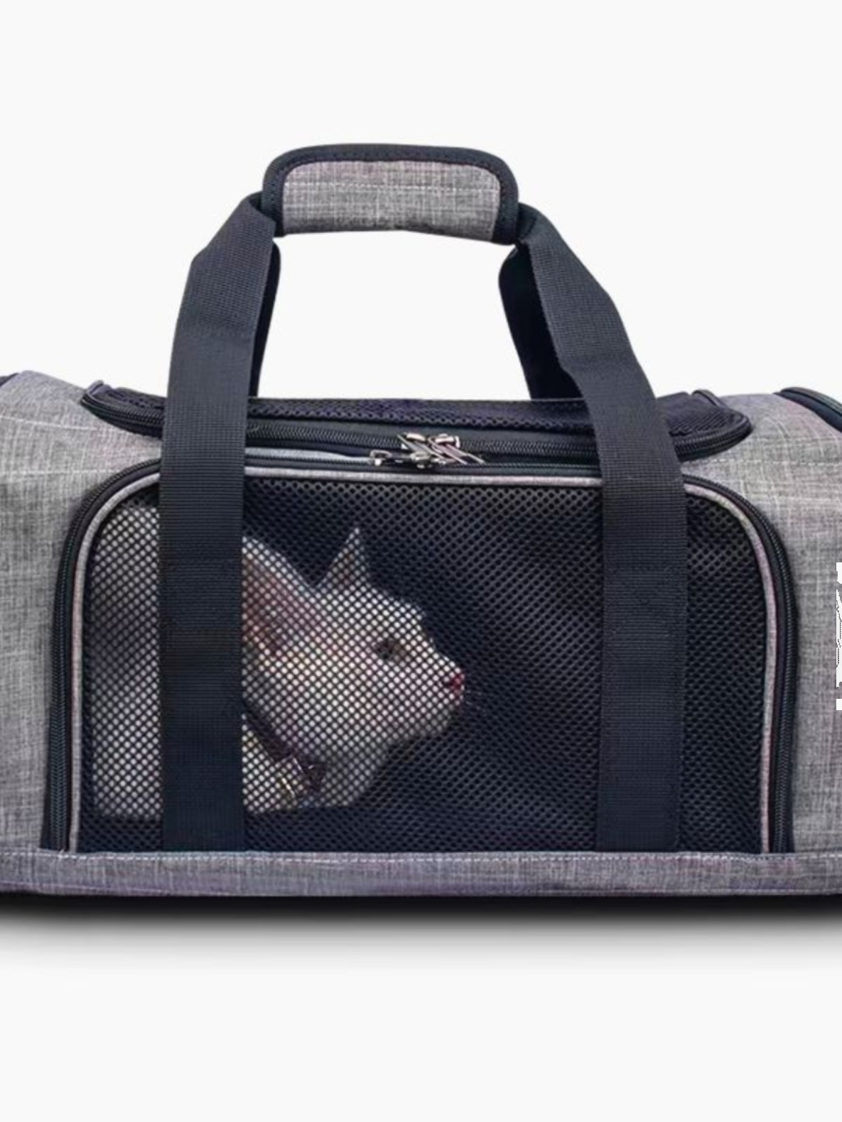 航空貓包寵物包外出便攜手提斜挎貓咪絕育包車載大容量透氣可摺疊  灰色 偏深色  WAKYtu (8.3折)