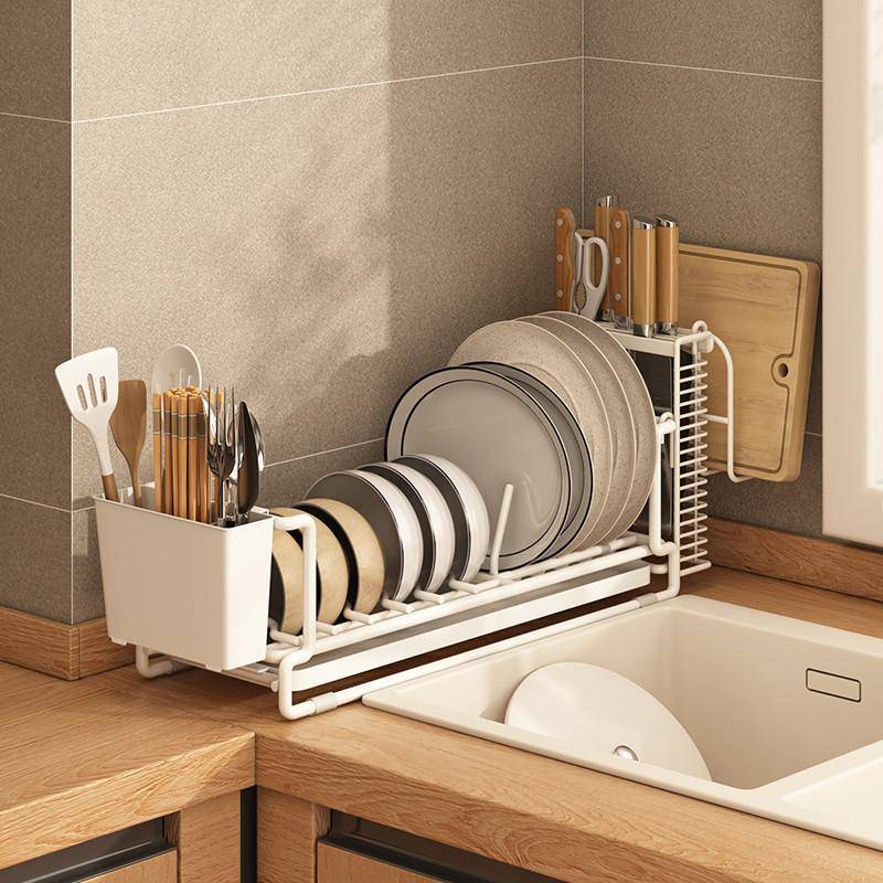 工業風碗架廚房置物架抽拉碗碟架水槽瀝水檯面放碗瀝水架